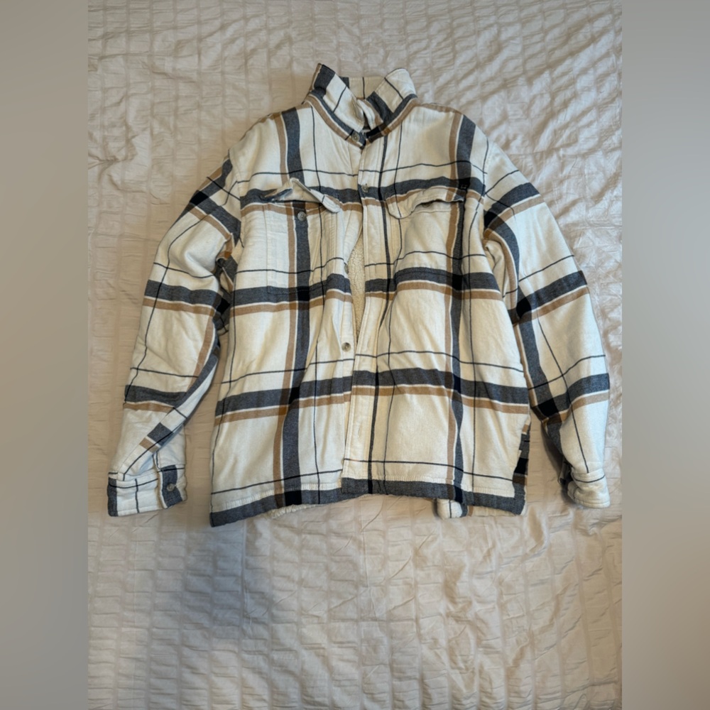 White flannel heavy jacket women